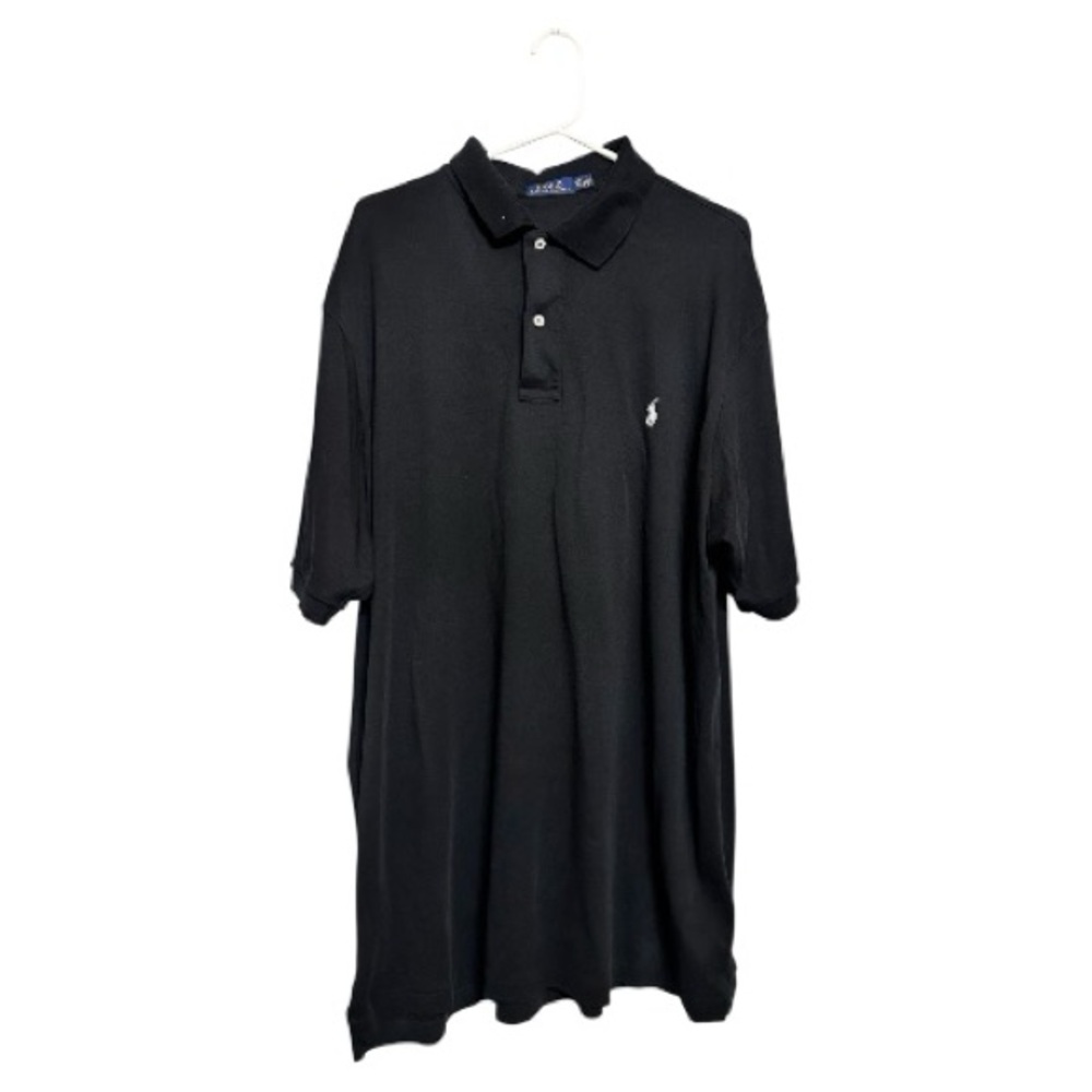 Polo Ralph Lauren Shirt Men XLT Tall Black Polo Short Sleeve White Pony Preppy